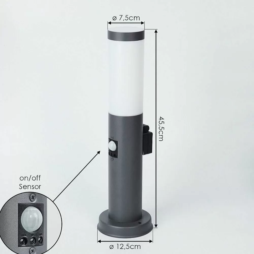 hofstein Borne Lumineuse Sessa Anthracite, 1 Lumiere, Detecteur De Mouvement