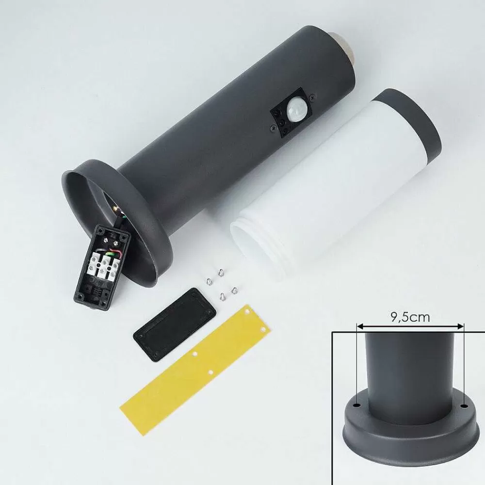 hofstein Borne Lumineuse Sessa Anthracite, 1 Lumiere, Detecteur De Mouvement