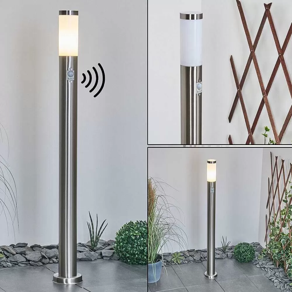hofstein Borne Lumineuse Sessa Nickel Mat, 1 Lumiere, Detecteur De Mouvement