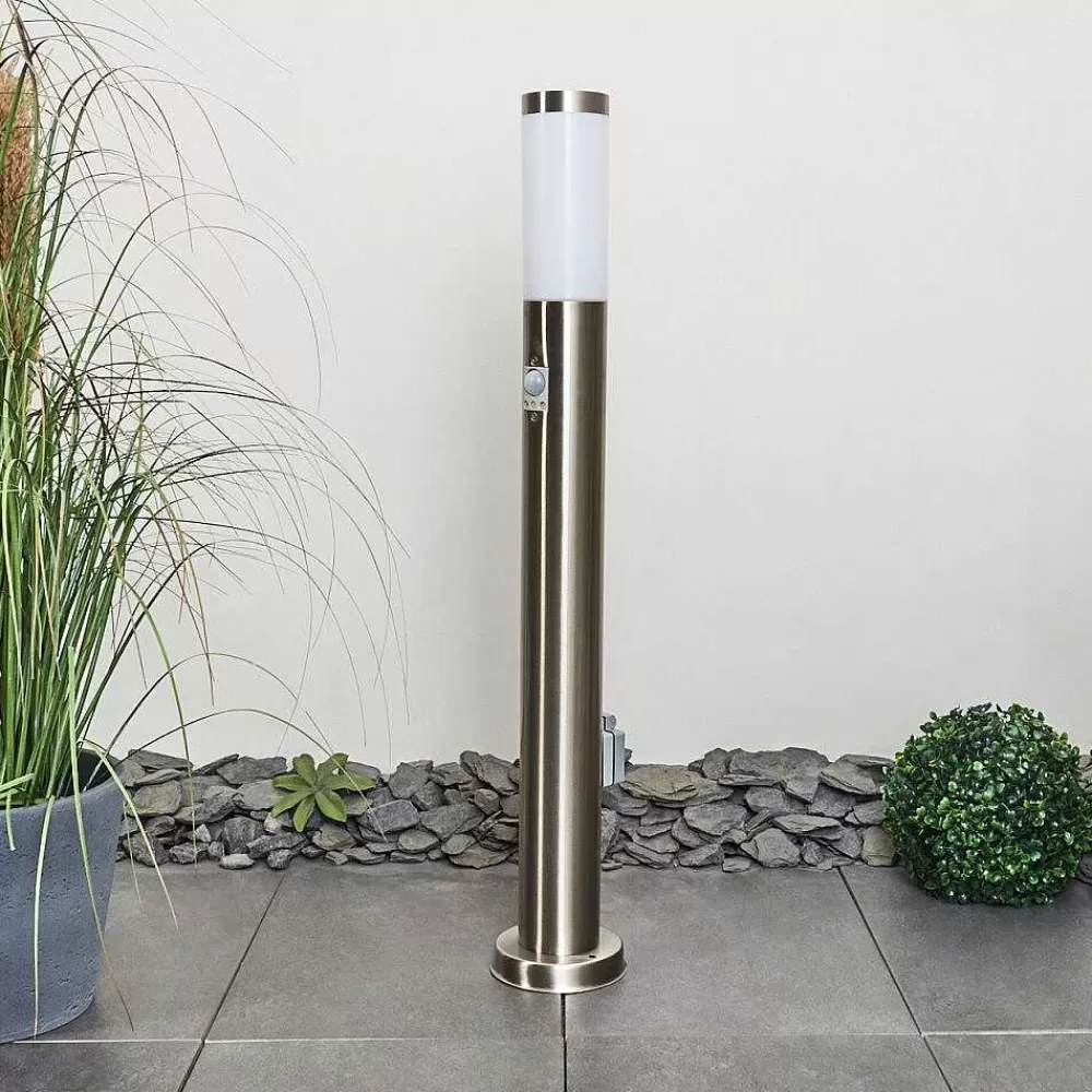 hofstein Borne Lumineuse Sessa Nickel Mat, 1 Lumiere, Detecteur De Mouvement