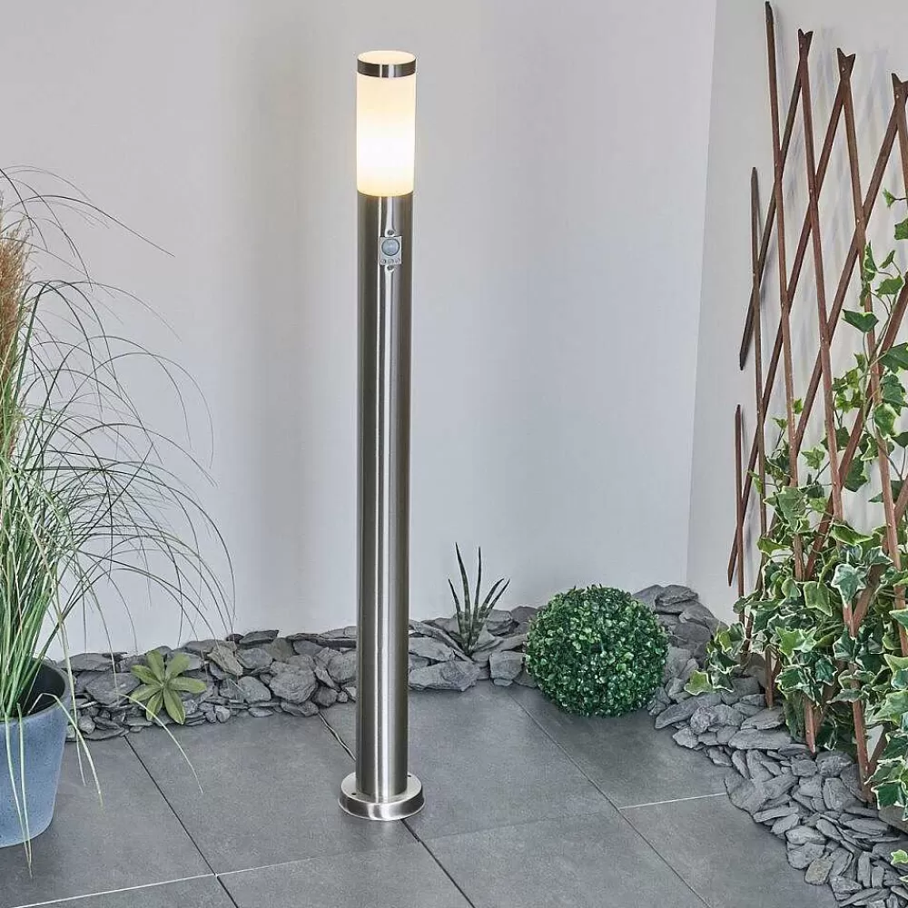 hofstein Borne Lumineuse Sessa Nickel Mat, 1 Lumiere, Detecteur De Mouvement