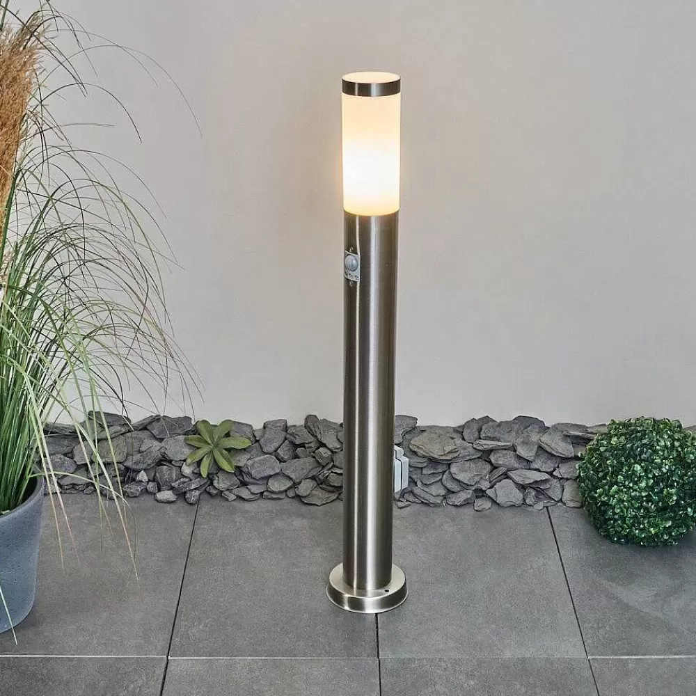hofstein Borne Lumineuse Sessa Nickel Mat, 1 Lumiere, Detecteur De Mouvement