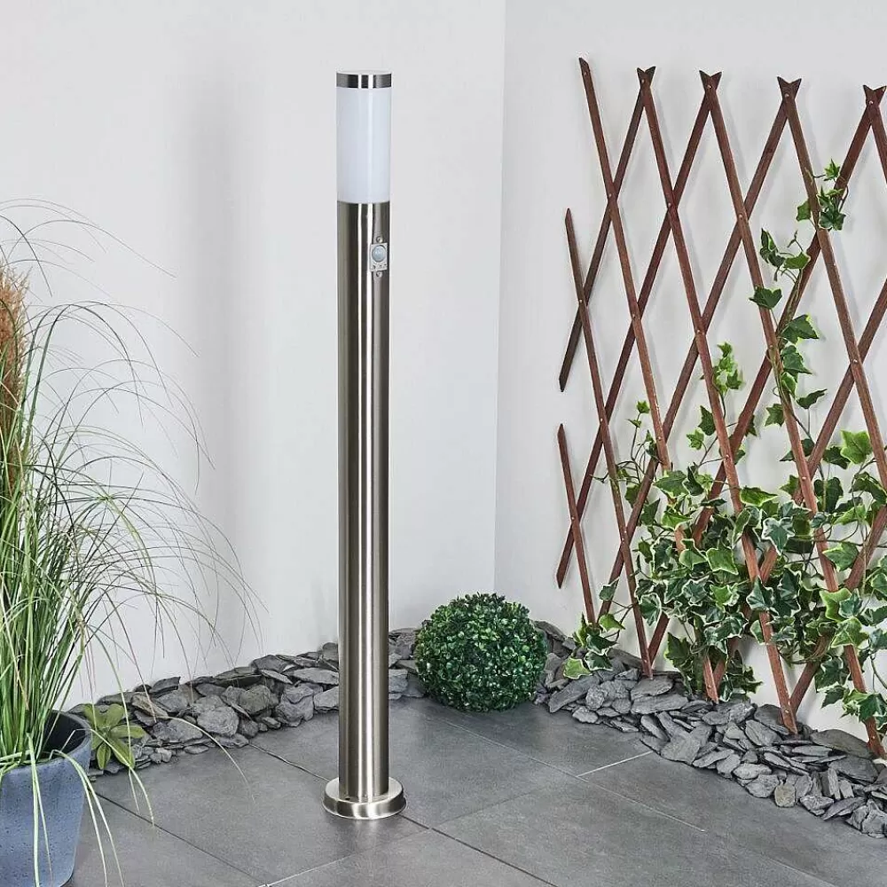 hofstein Borne Lumineuse Sessa Nickel Mat, 1 Lumiere, Detecteur De Mouvement