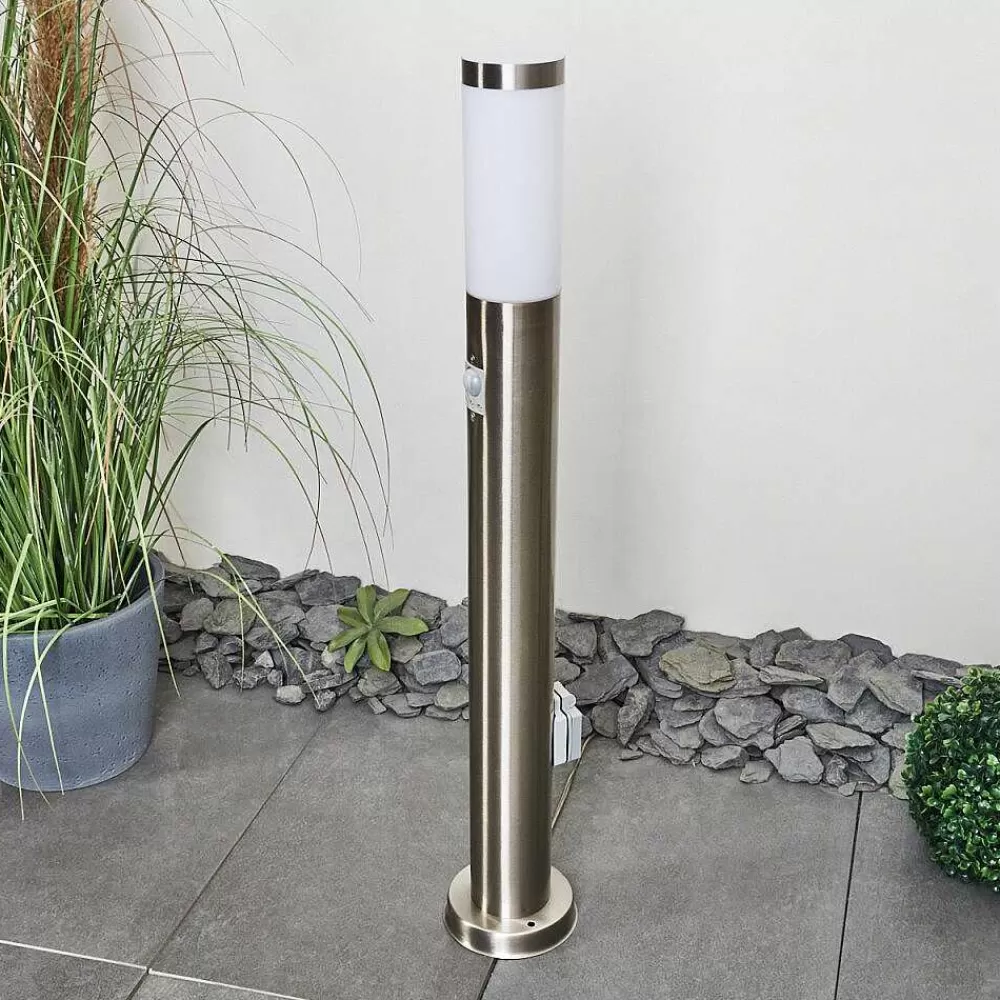 hofstein Borne Lumineuse Sessa Nickel Mat, 1 Lumiere, Detecteur De Mouvement