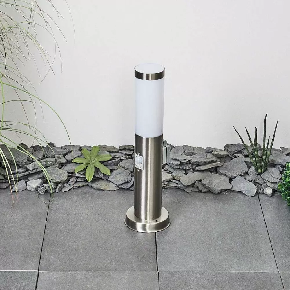 hofstein Borne Lumineuse Sessa Nickel Mat, 1 Lumiere, Detecteur De Mouvement