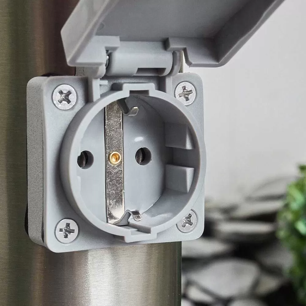 hofstein Borne Lumineuse Sessa Nickel Mat, 1 Lumiere, Detecteur De Mouvement