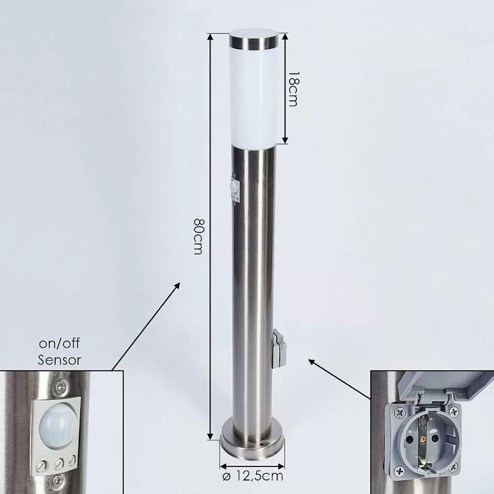 hofstein Borne Lumineuse Sessa Nickel Mat, 1 Lumiere, Detecteur De Mouvement