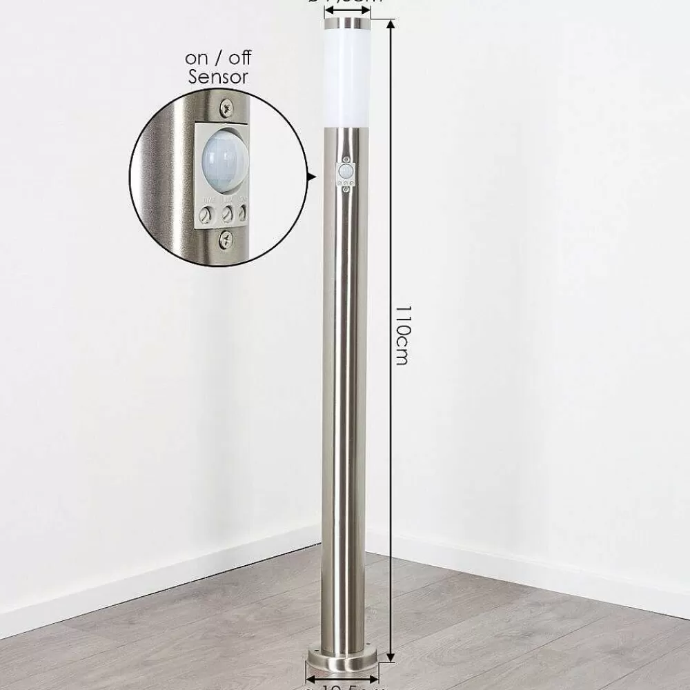 hofstein Borne Lumineuse Sessa Nickel Mat, 1 Lumiere, Detecteur De Mouvement