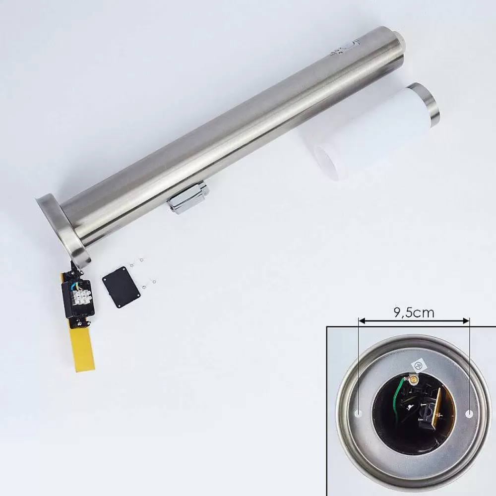 hofstein Borne Lumineuse Sessa Nickel Mat, 1 Lumiere, Detecteur De Mouvement