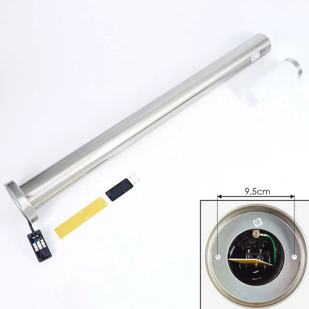 hofstein Borne Lumineuse Sessa Nickel Mat, 1 Lumiere, Detecteur De Mouvement