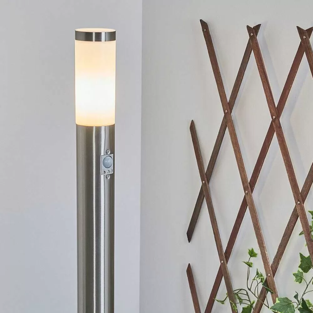 hofstein Borne Lumineuse Sessa Nickel Mat, 1 Lumiere, Detecteur De Mouvement