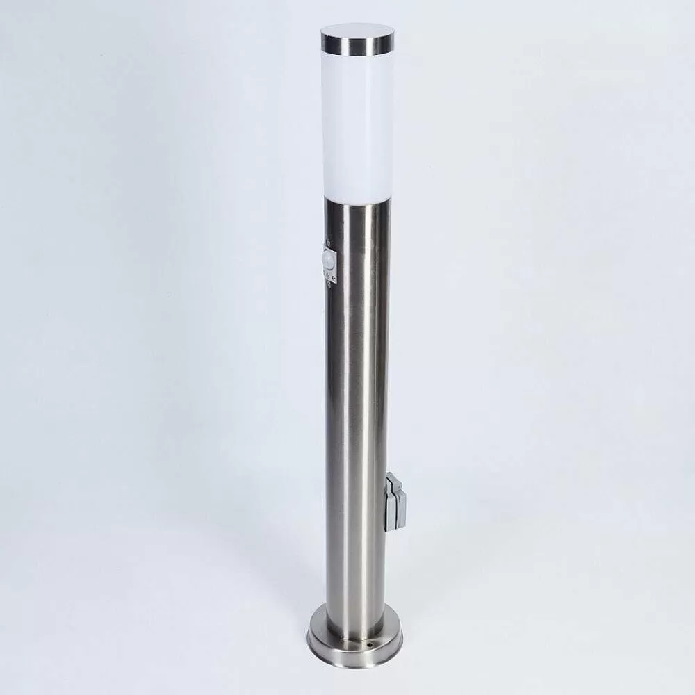 hofstein Borne Lumineuse Sessa Nickel Mat, 1 Lumiere, Detecteur De Mouvement
