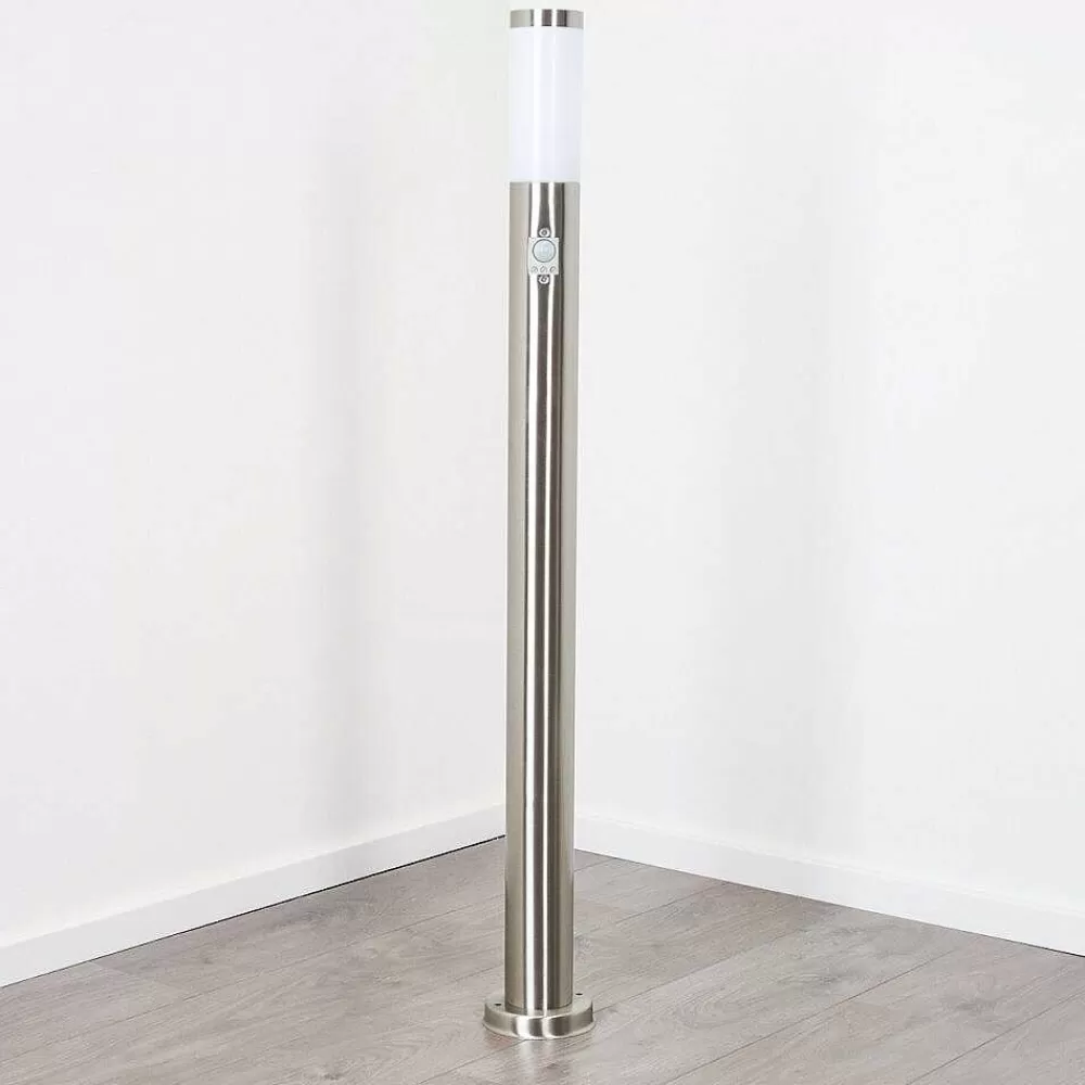 hofstein Borne Lumineuse Sessa Nickel Mat, 1 Lumiere, Detecteur De Mouvement