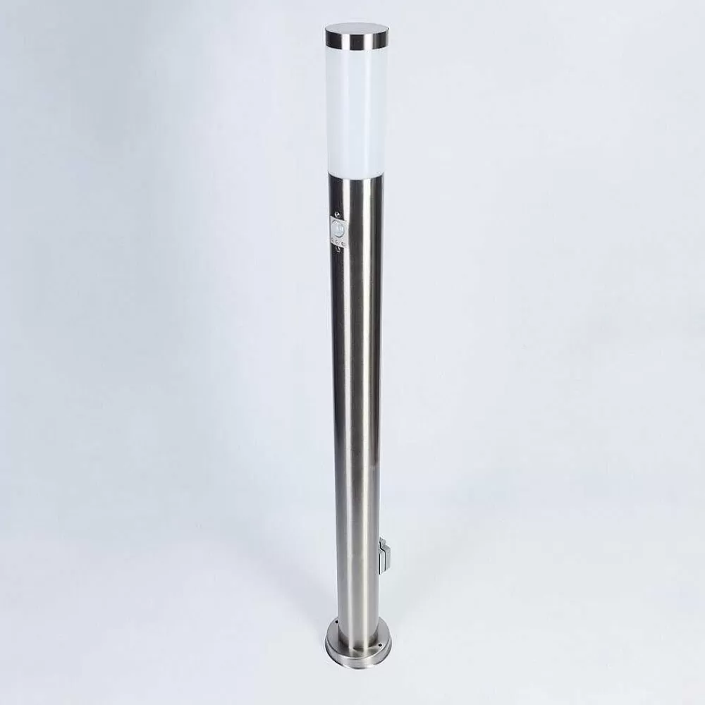 hofstein Borne Lumineuse Sessa Nickel Mat, 1 Lumiere, Detecteur De Mouvement