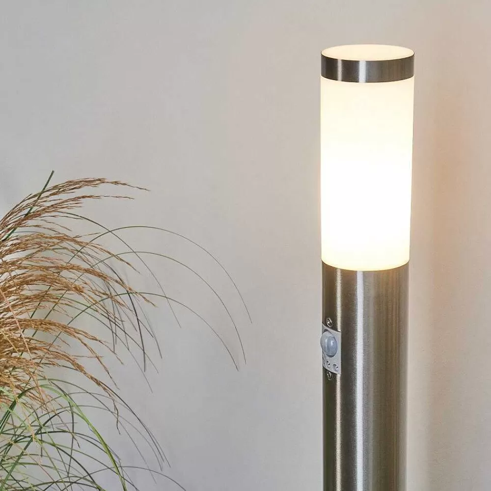 hofstein Borne Lumineuse Sessa Nickel Mat, 1 Lumiere, Detecteur De Mouvement