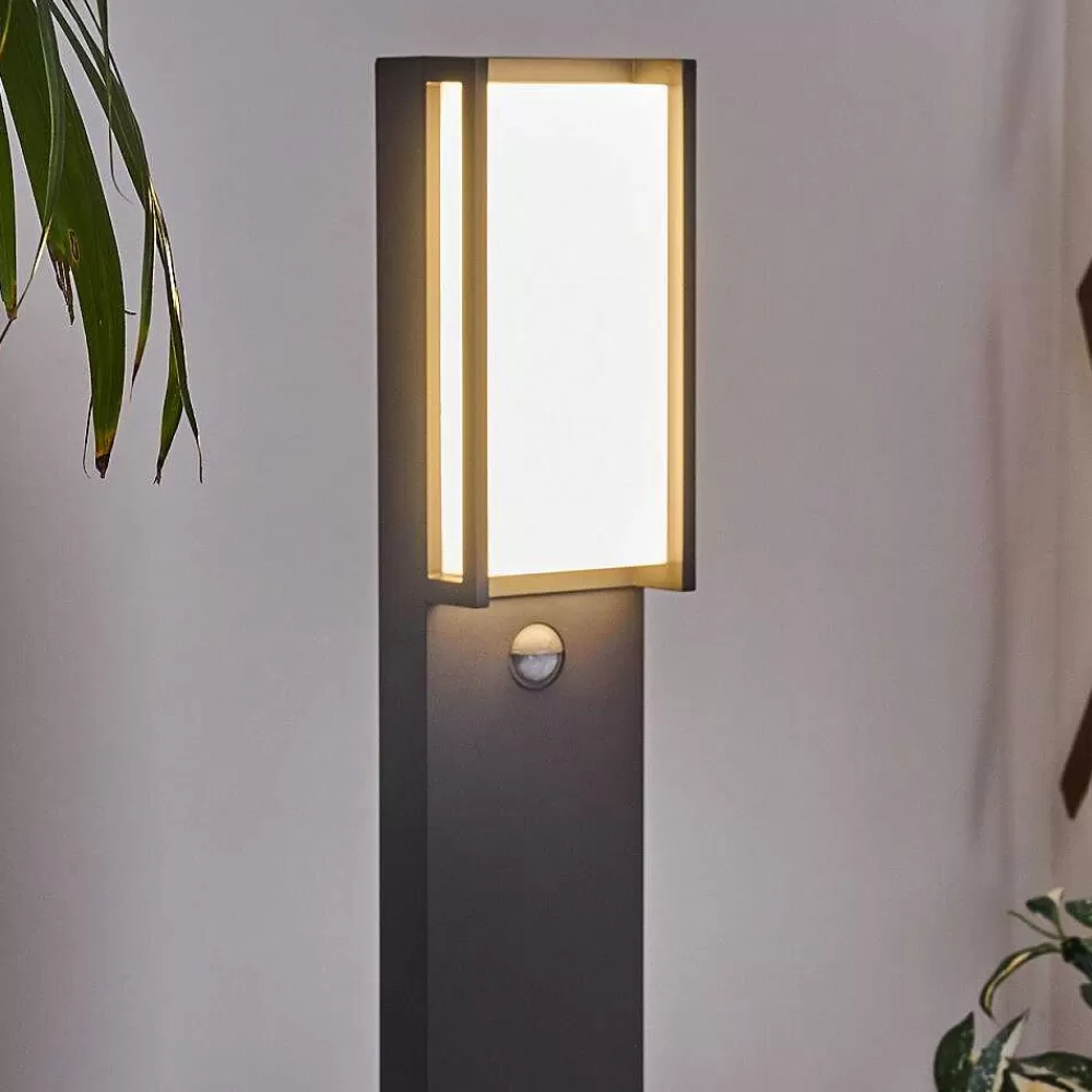 hofstein Borne Lumineuse Skove Led Anthracite, 1 Lumiere, Detecteur De Mouvement