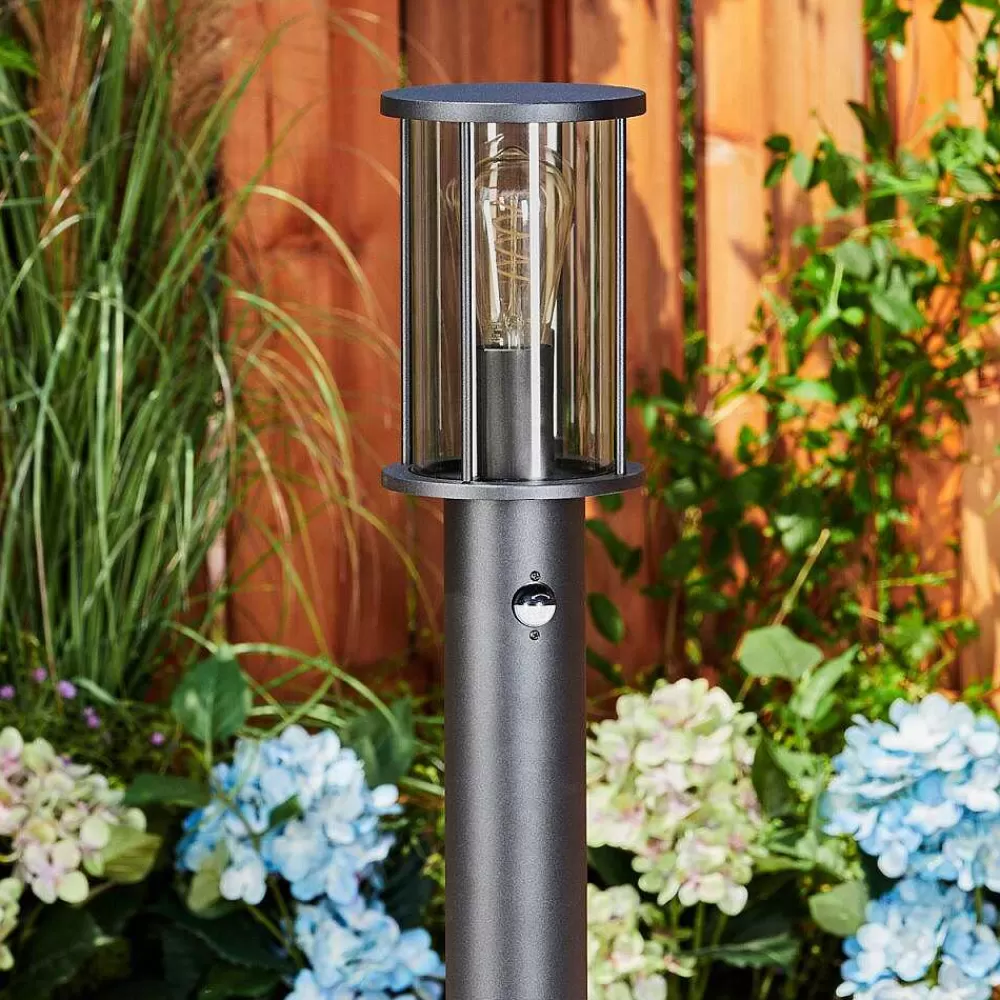 hofstein Borne Lumineuse Sumalao Noir, 1 Lumiere, Detecteur De Mouvement