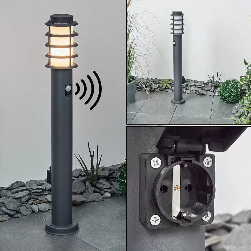 hofstein Borne Lumineuse Tunes Anthracite, 1 Lumiere, Detecteur De Mouvement