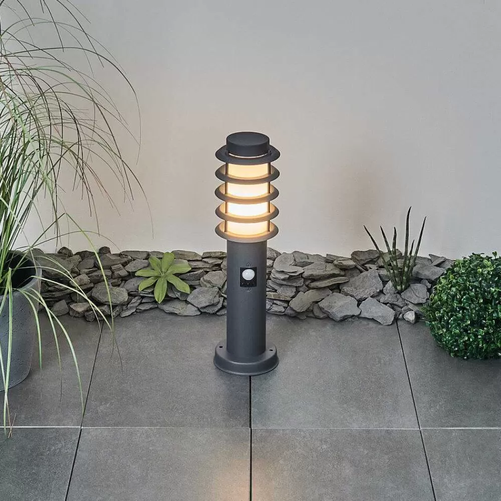 hofstein Borne Lumineuse Tunes Anthracite, 1 Lumiere, Detecteur De Mouvement