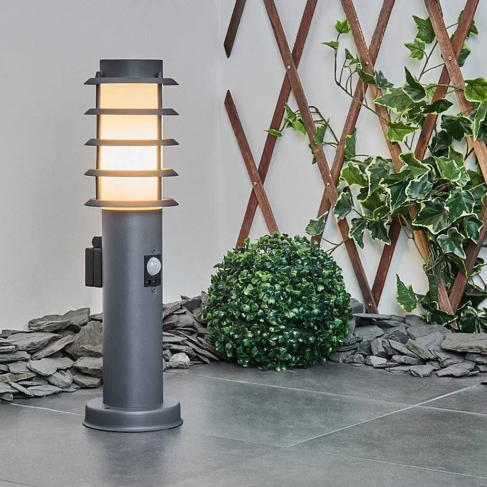 hofstein Borne Lumineuse Tunes Anthracite, 1 Lumiere, Detecteur De Mouvement