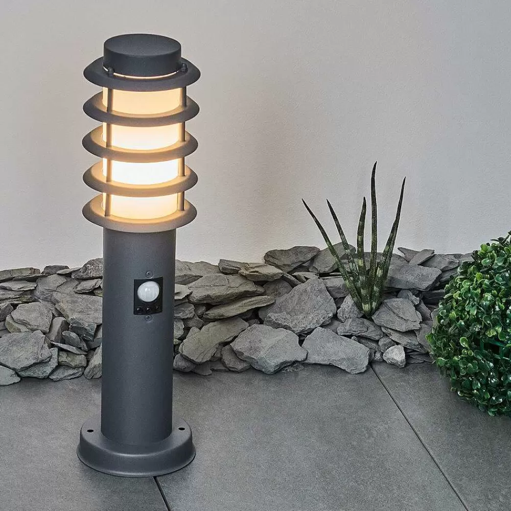 hofstein Borne Lumineuse Tunes Anthracite, 1 Lumiere, Detecteur De Mouvement