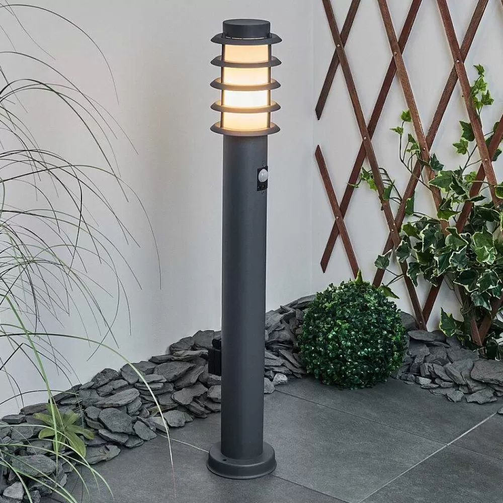 hofstein Borne Lumineuse Tunes Anthracite, 1 Lumiere, Detecteur De Mouvement