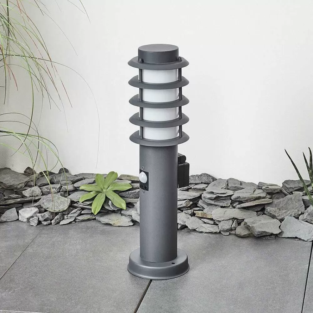 hofstein Borne Lumineuse Tunes Anthracite, 1 Lumiere, Detecteur De Mouvement