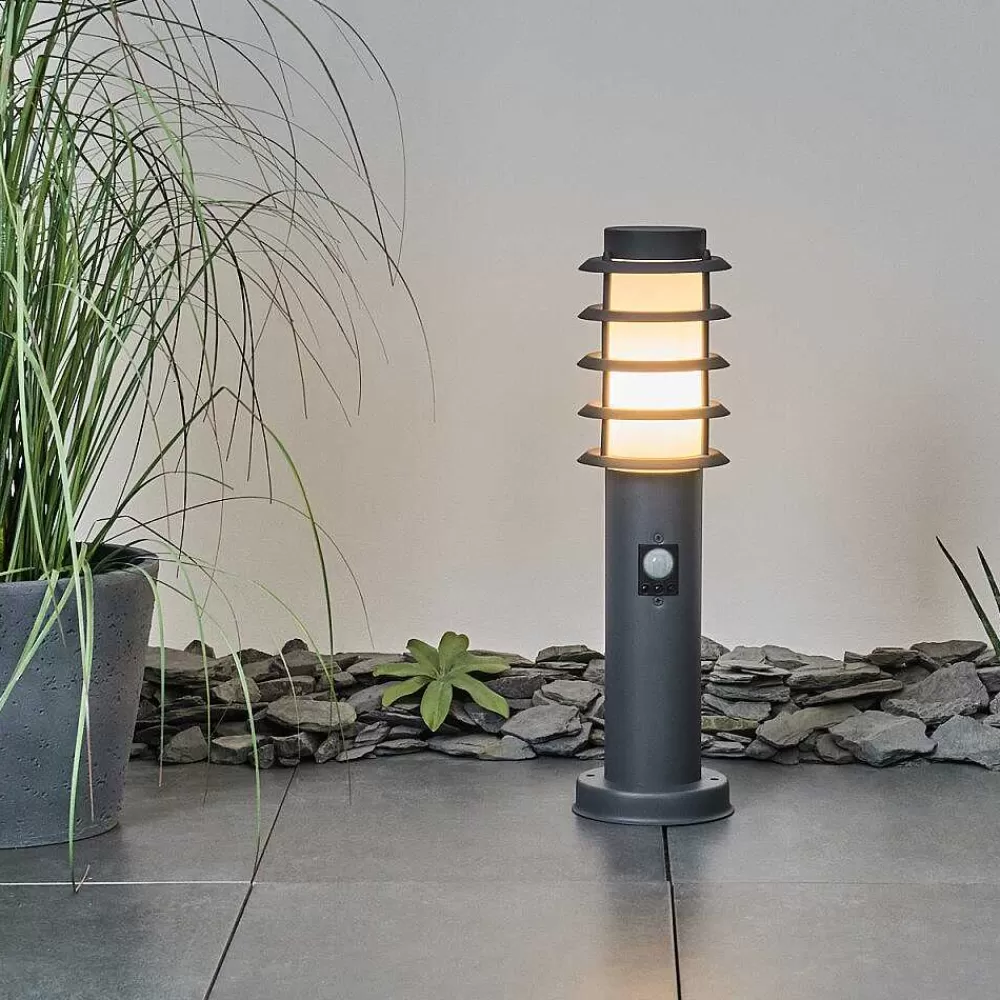 hofstein Borne Lumineuse Tunes Anthracite, 1 Lumiere, Detecteur De Mouvement