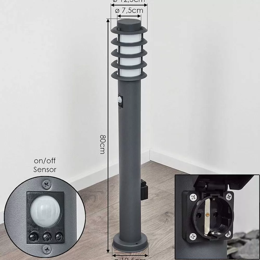hofstein Borne Lumineuse Tunes Anthracite, 1 Lumiere, Detecteur De Mouvement