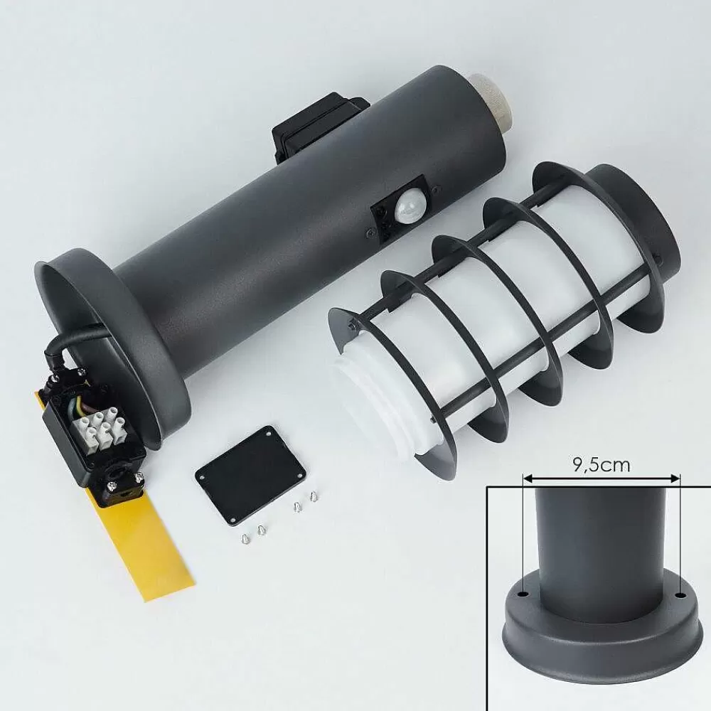 hofstein Borne Lumineuse Tunes Anthracite, 1 Lumiere, Detecteur De Mouvement