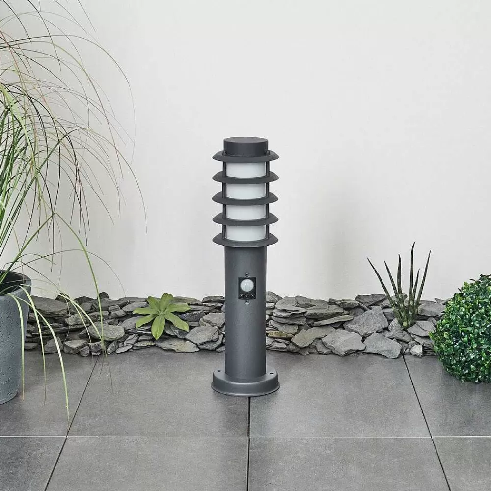 hofstein Borne Lumineuse Tunes Anthracite, 1 Lumiere, Detecteur De Mouvement