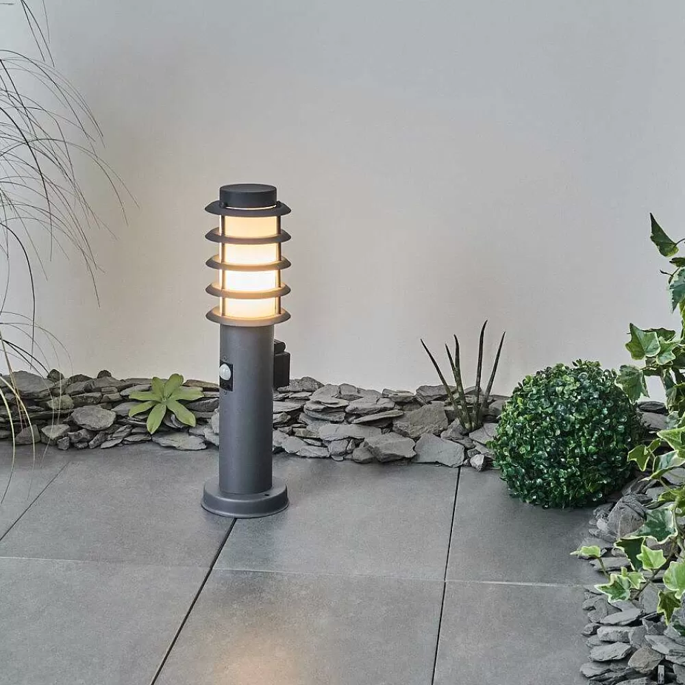 hofstein Borne Lumineuse Tunes Anthracite, 1 Lumiere, Detecteur De Mouvement