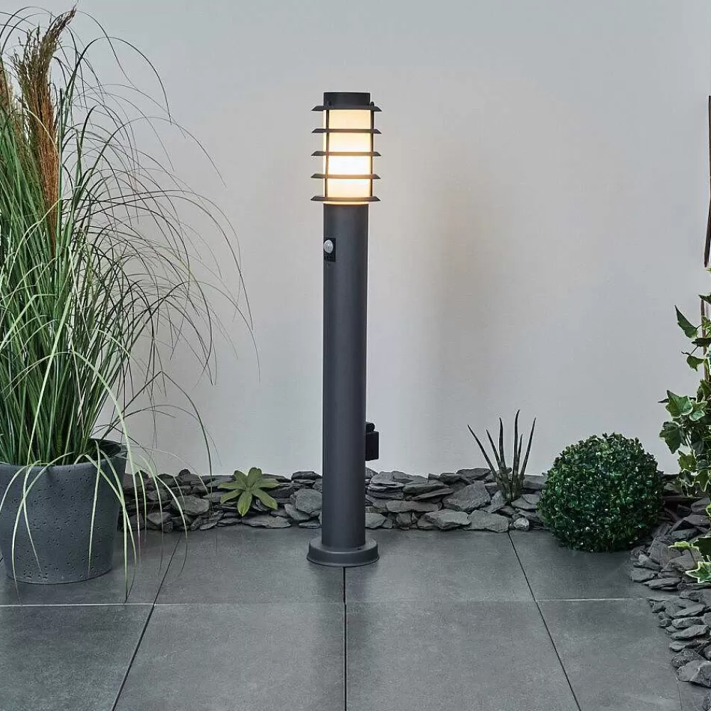 hofstein Borne Lumineuse Tunes Anthracite, 1 Lumiere, Detecteur De Mouvement