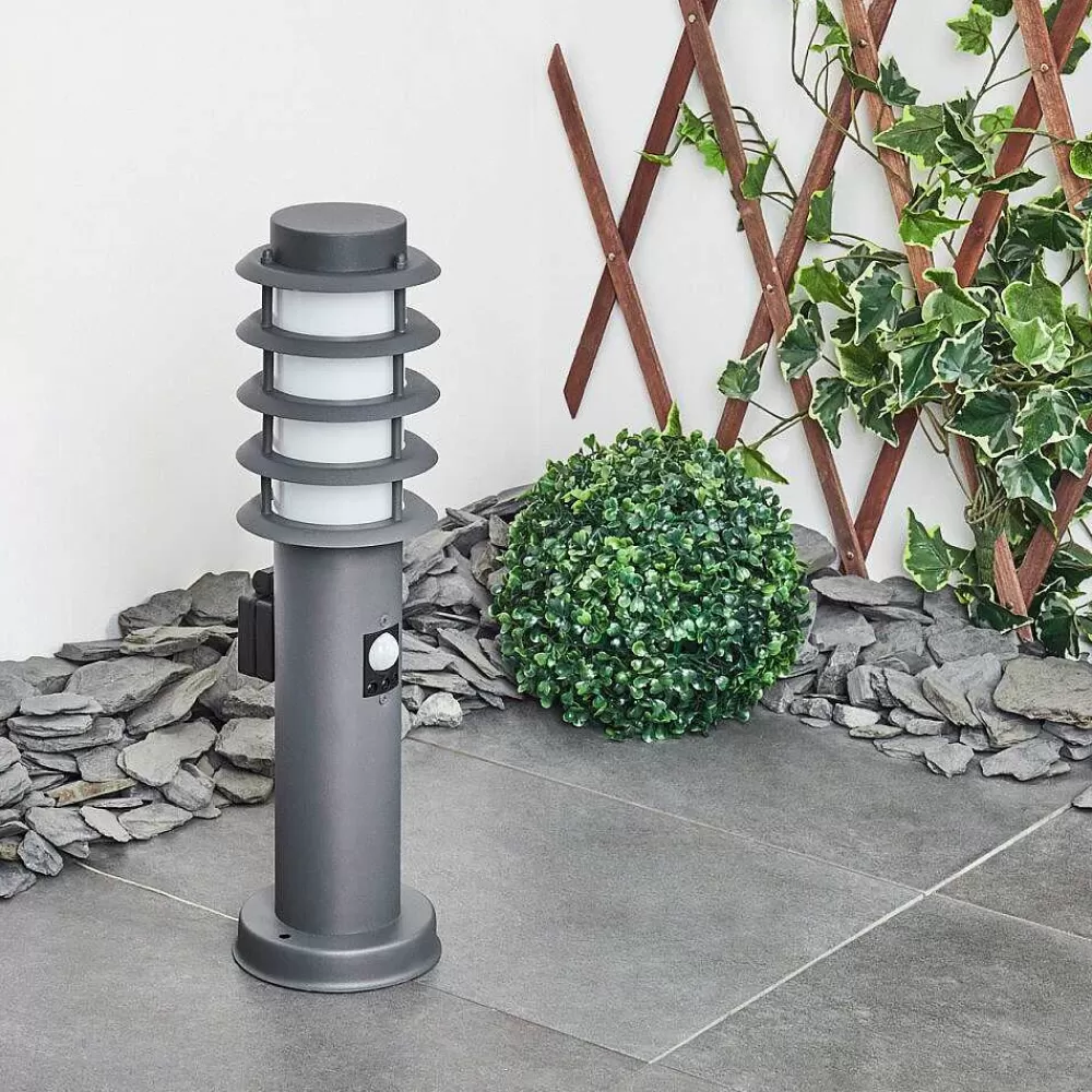 hofstein Borne Lumineuse Tunes Anthracite, 1 Lumiere, Detecteur De Mouvement