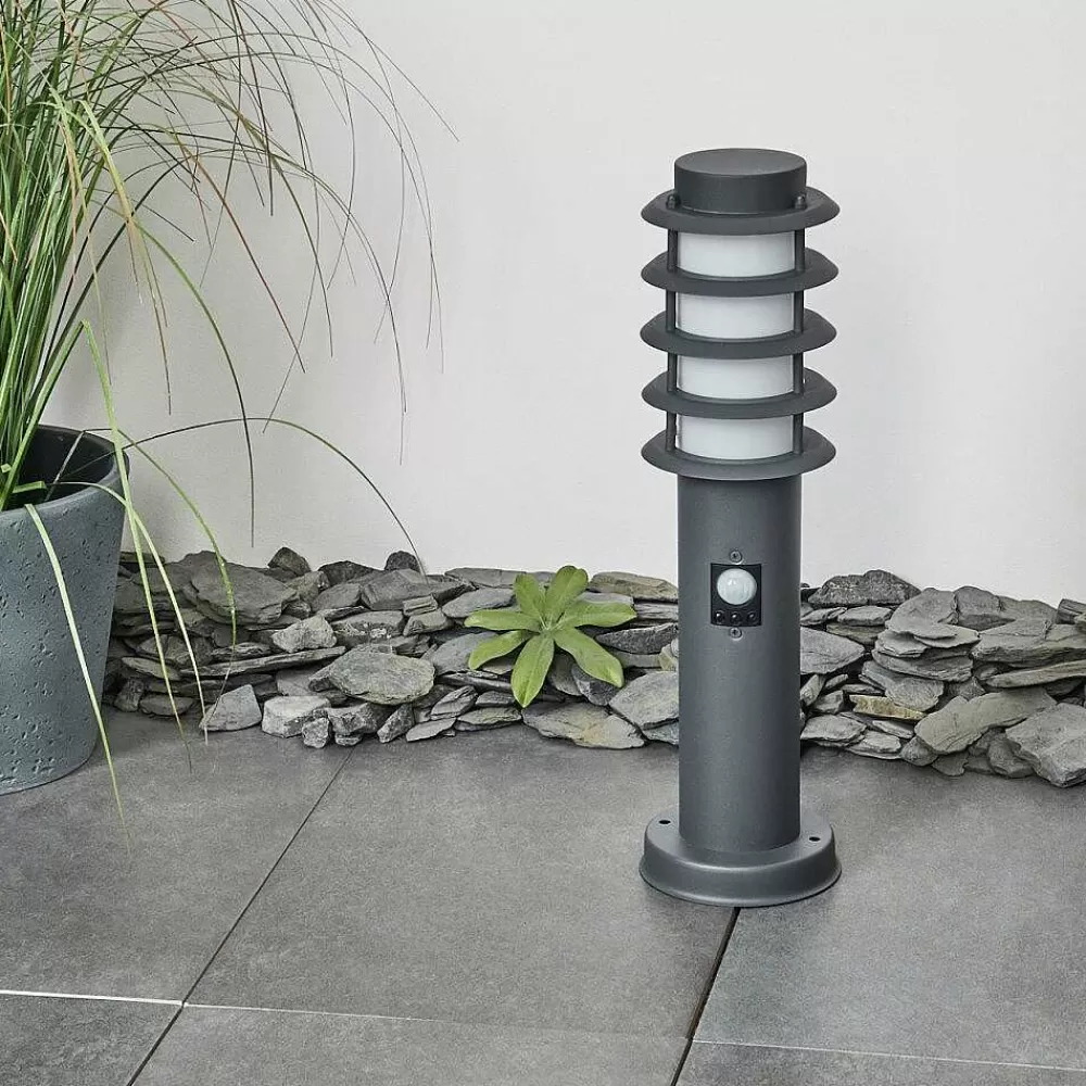 hofstein Borne Lumineuse Tunes Anthracite, 1 Lumiere, Detecteur De Mouvement