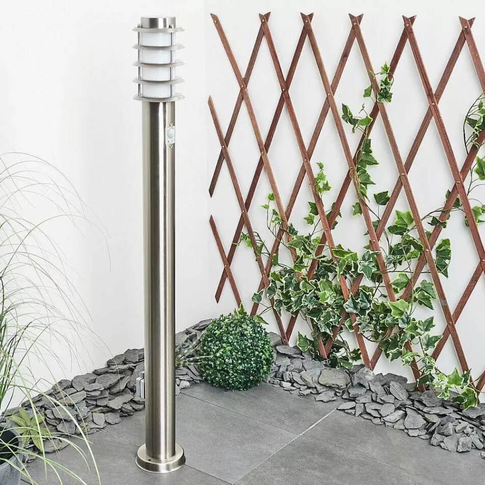 hofstein Borne Lumineuse Tunes Nickel Mat, 1 Lumiere, Detecteur De Mouvement