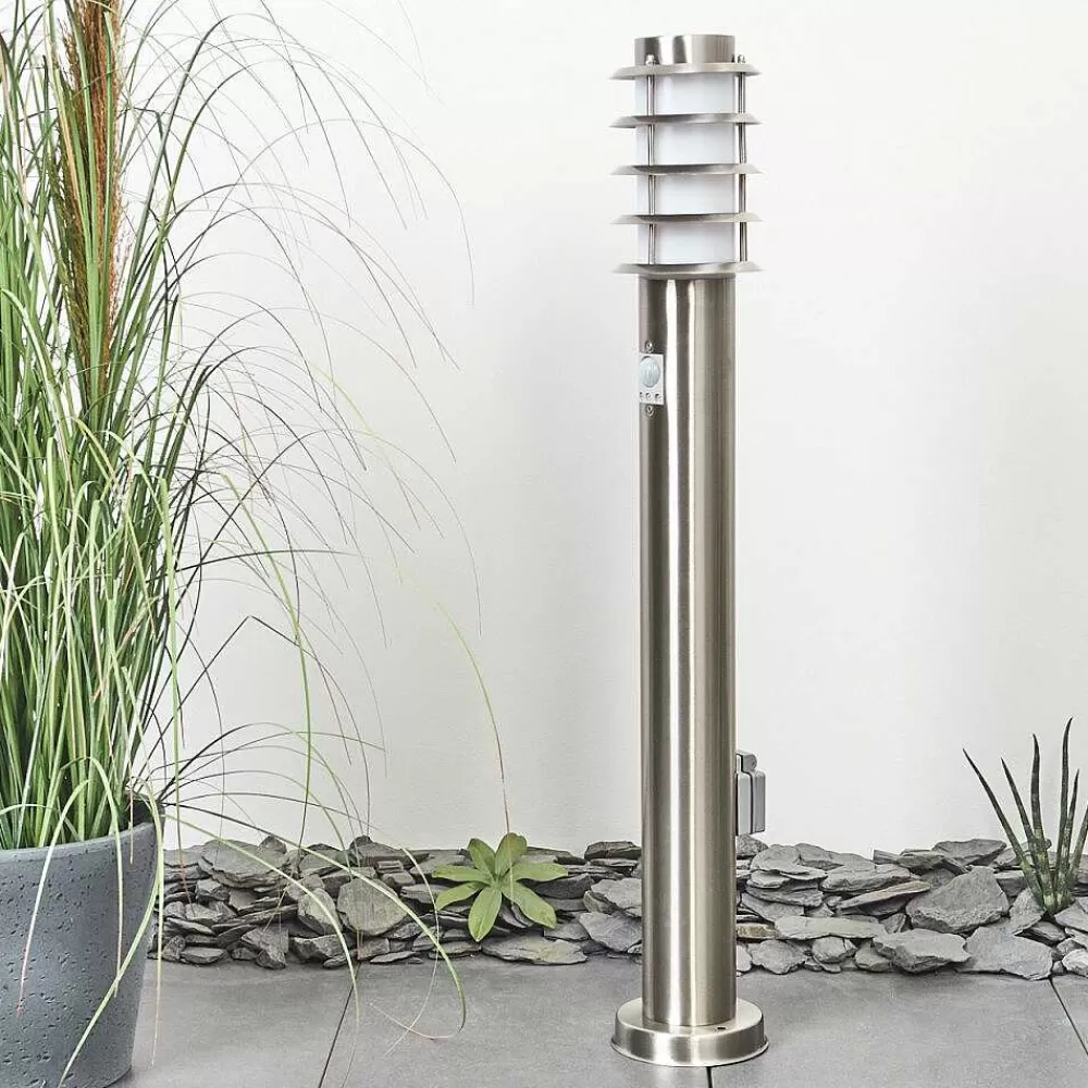 hofstein Borne Lumineuse Tunes Nickel Mat, 1 Lumiere, Detecteur De Mouvement