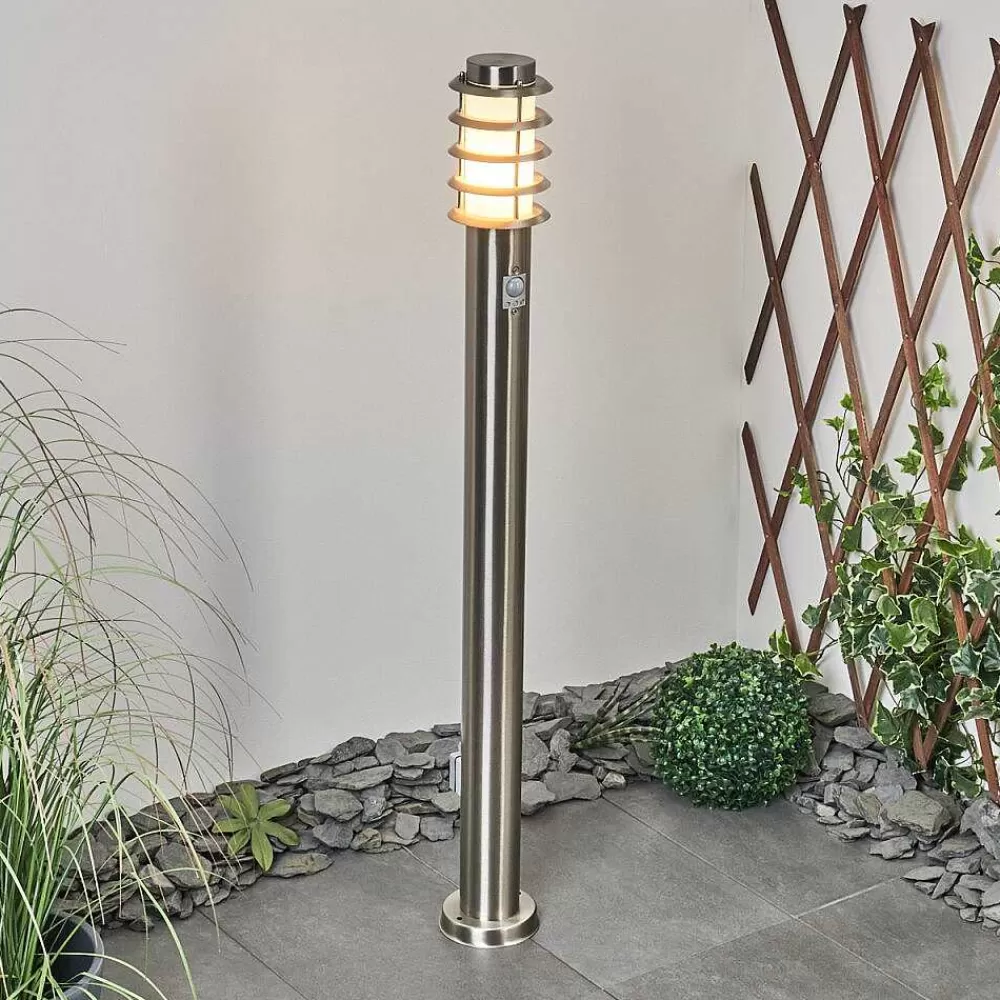hofstein Borne Lumineuse Tunes Nickel Mat, 1 Lumiere, Detecteur De Mouvement