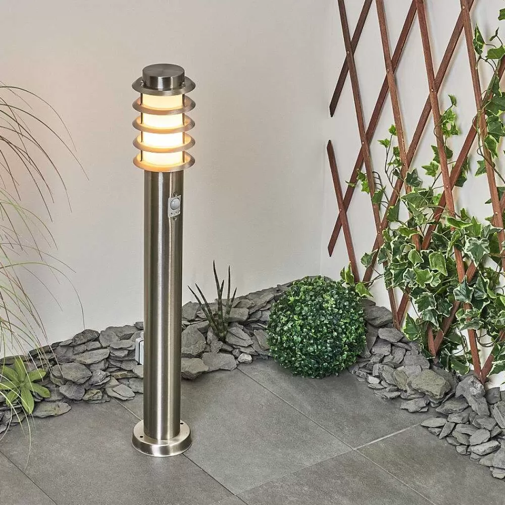 hofstein Borne Lumineuse Tunes Nickel Mat, 1 Lumiere, Detecteur De Mouvement