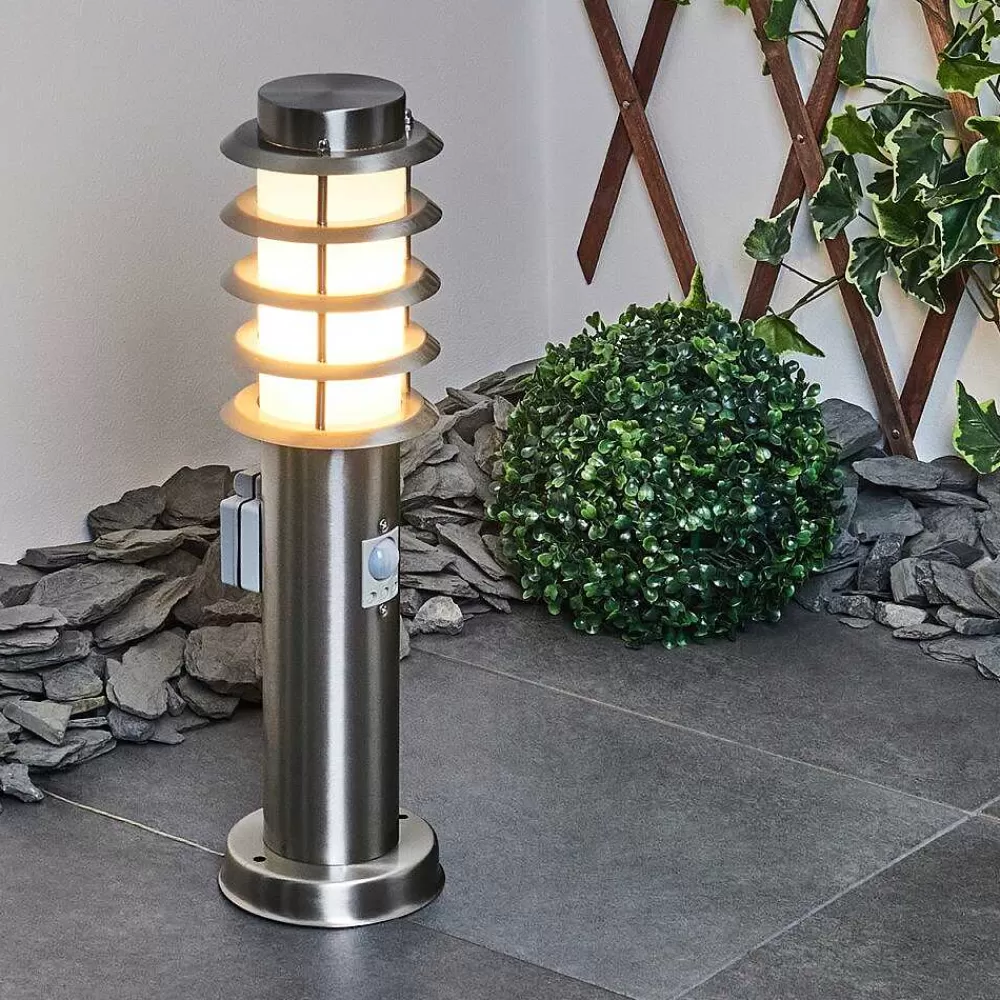 hofstein Borne Lumineuse Tunes Nickel Mat, 1 Lumiere, Detecteur De Mouvement