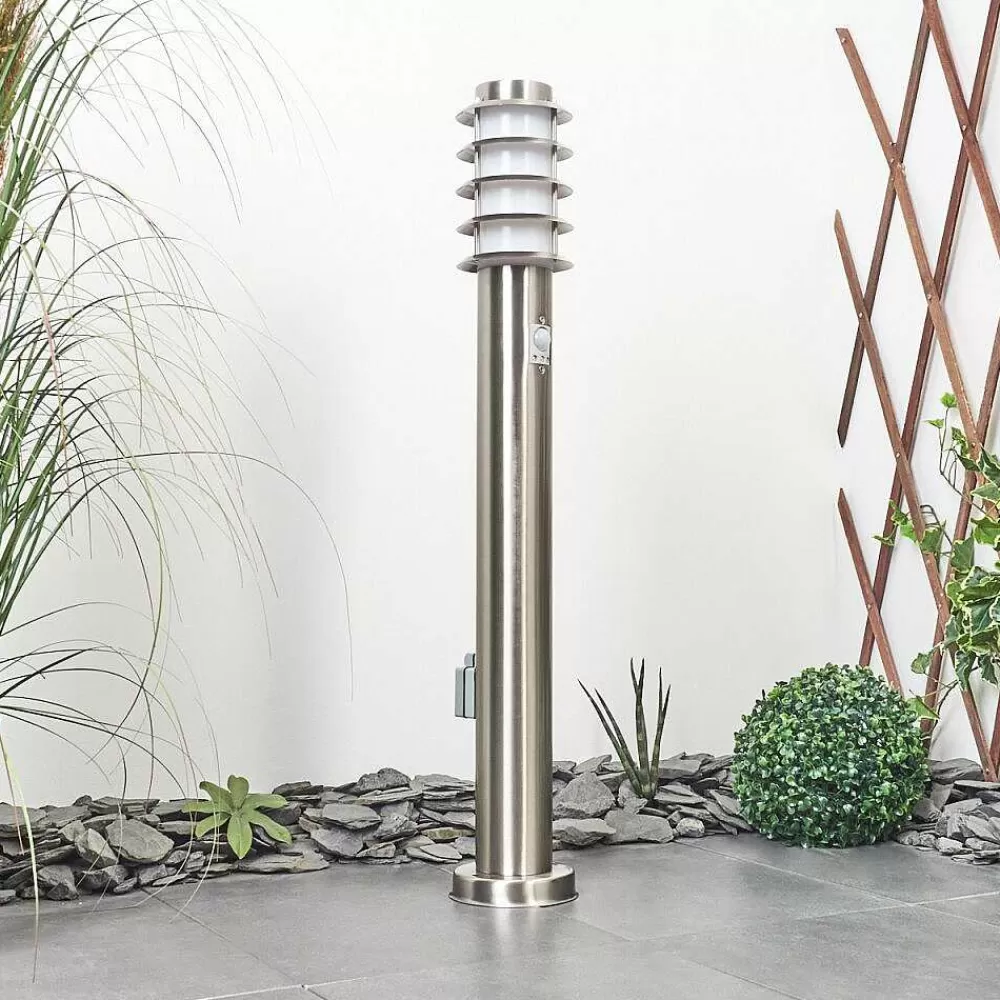 hofstein Borne Lumineuse Tunes Nickel Mat, 1 Lumiere, Detecteur De Mouvement