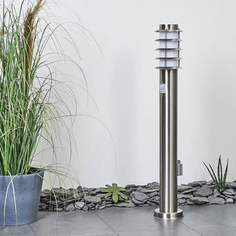 hofstein Borne Lumineuse Tunes Nickel Mat, 1 Lumiere, Detecteur De Mouvement