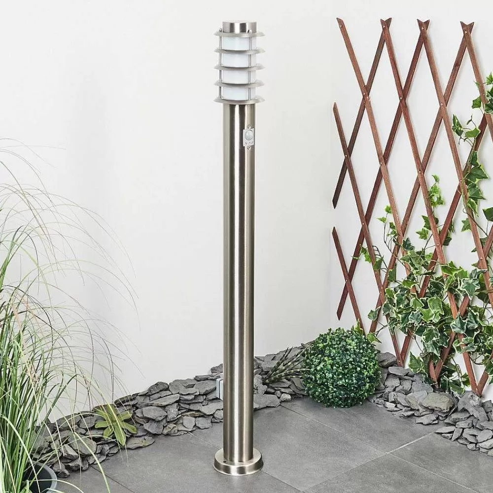 hofstein Borne Lumineuse Tunes Nickel Mat, 1 Lumiere, Detecteur De Mouvement