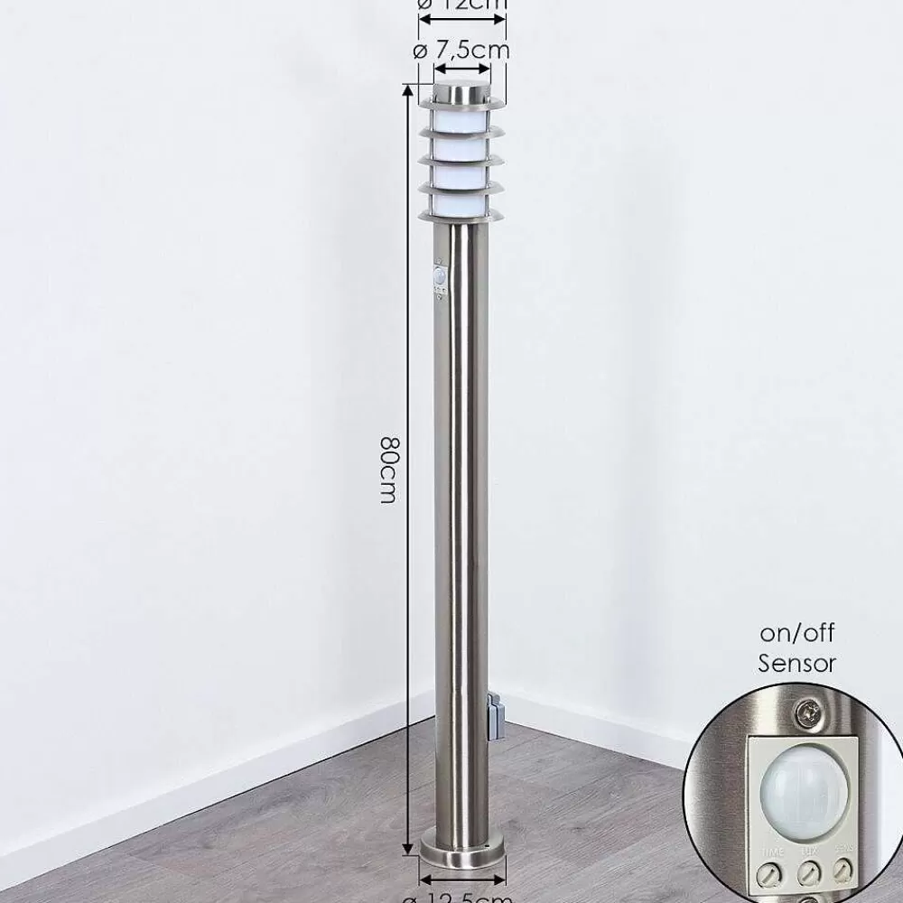 hofstein Borne Lumineuse Tunes Nickel Mat, 1 Lumiere, Detecteur De Mouvement