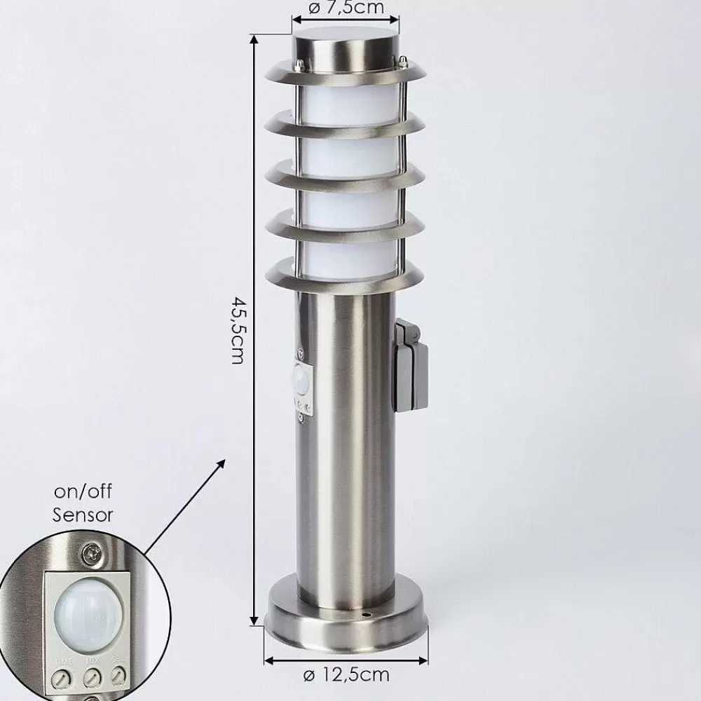 hofstein Borne Lumineuse Tunes Nickel Mat, 1 Lumiere, Detecteur De Mouvement