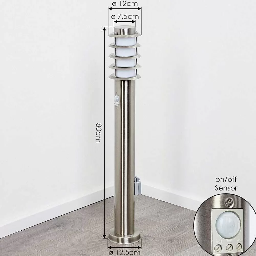 hofstein Borne Lumineuse Tunes Nickel Mat, 1 Lumiere, Detecteur De Mouvement