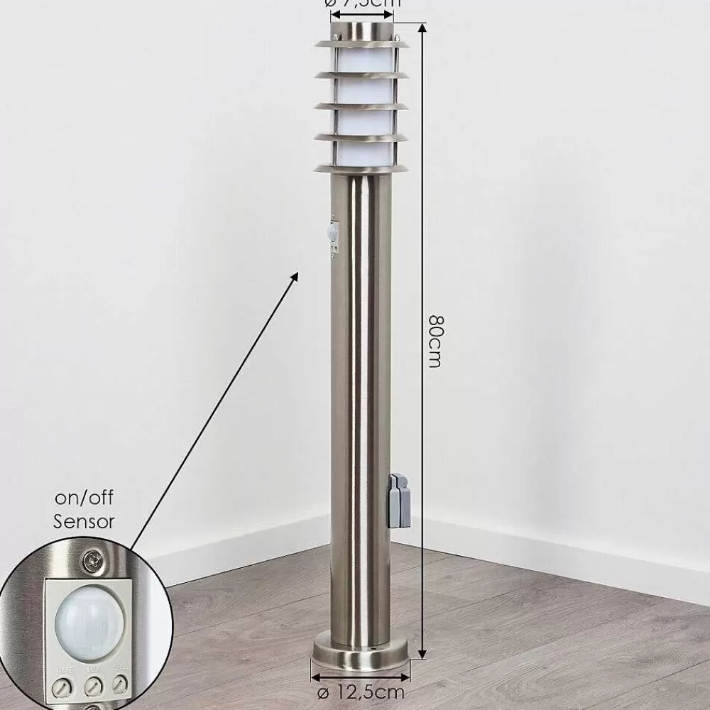 hofstein Borne Lumineuse Tunes Nickel Mat, 1 Lumiere, Detecteur De Mouvement