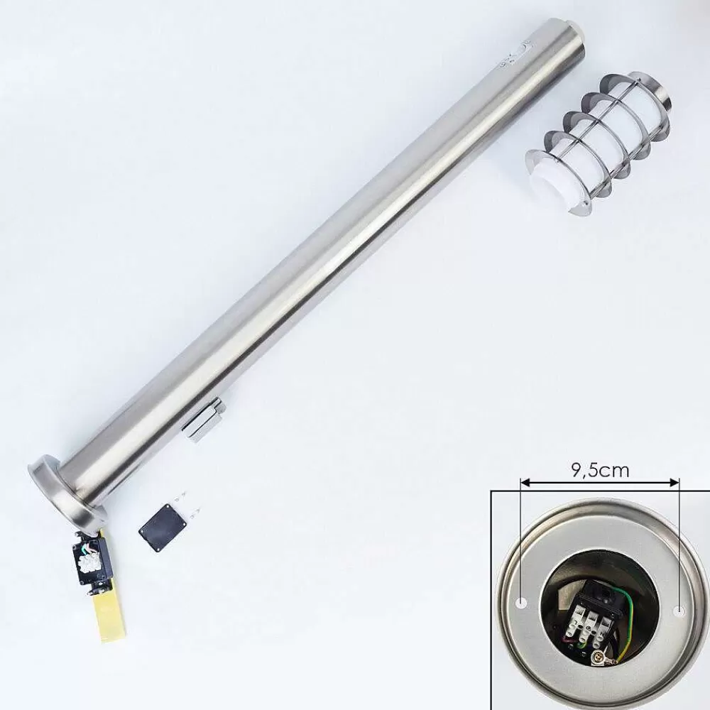 hofstein Borne Lumineuse Tunes Nickel Mat, 1 Lumiere, Detecteur De Mouvement
