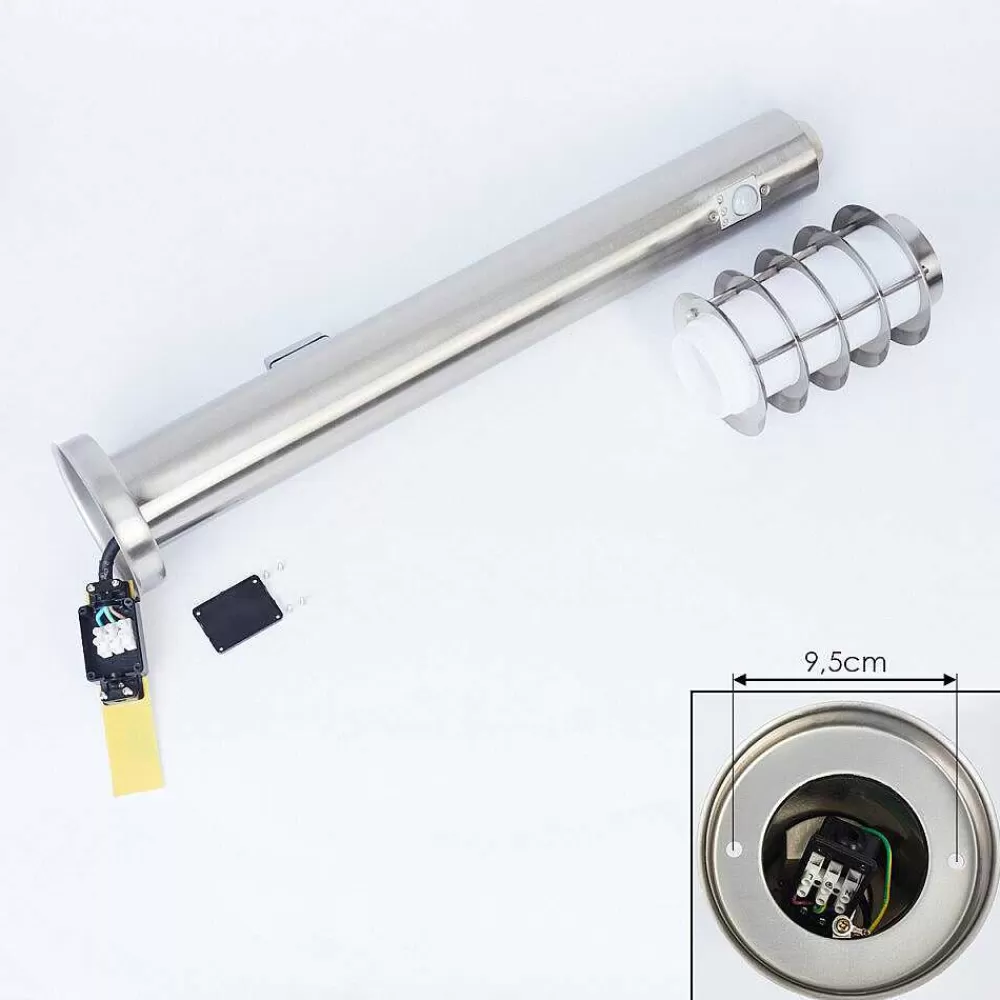 hofstein Borne Lumineuse Tunes Nickel Mat, 1 Lumiere, Detecteur De Mouvement