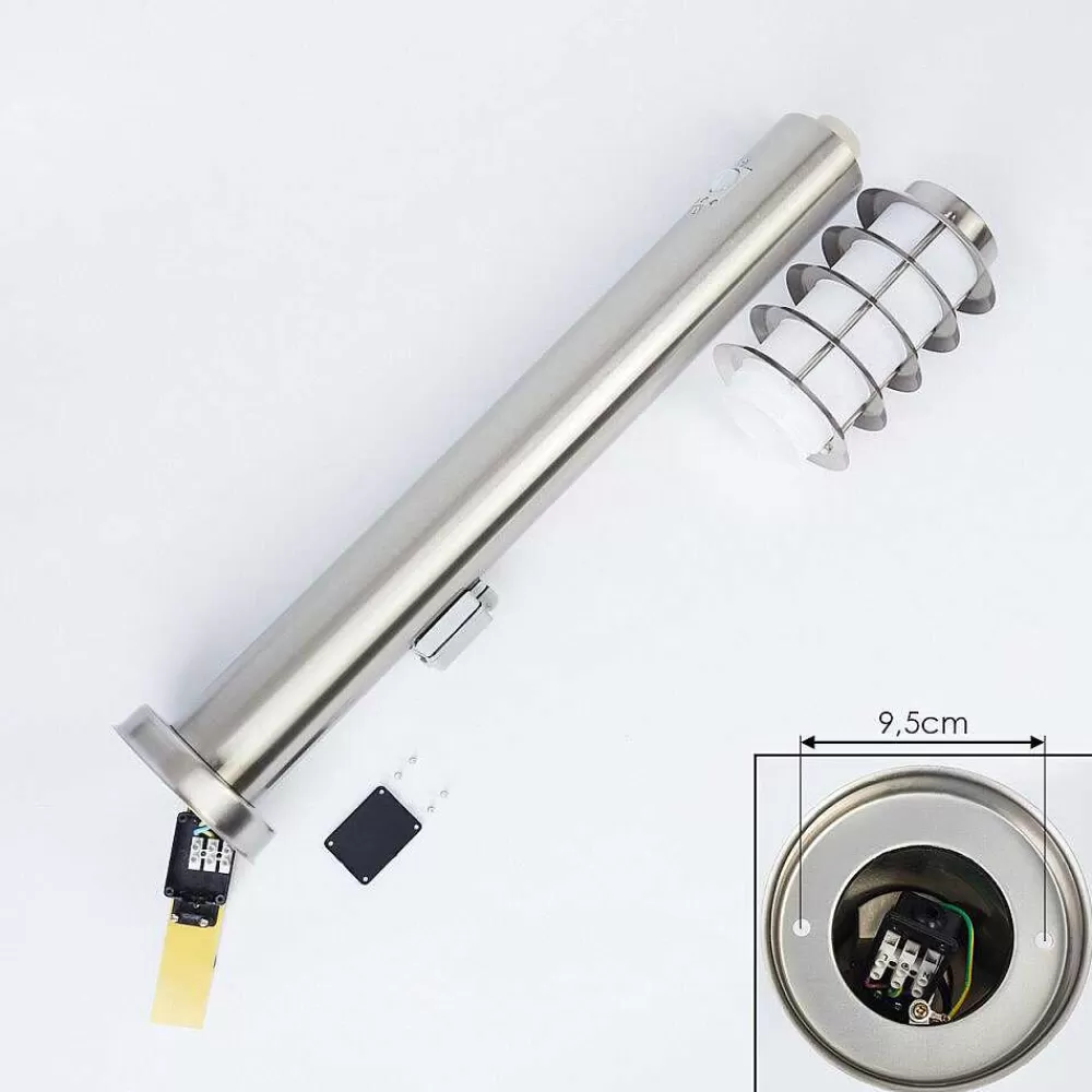 hofstein Borne Lumineuse Tunes Nickel Mat, 1 Lumiere, Detecteur De Mouvement